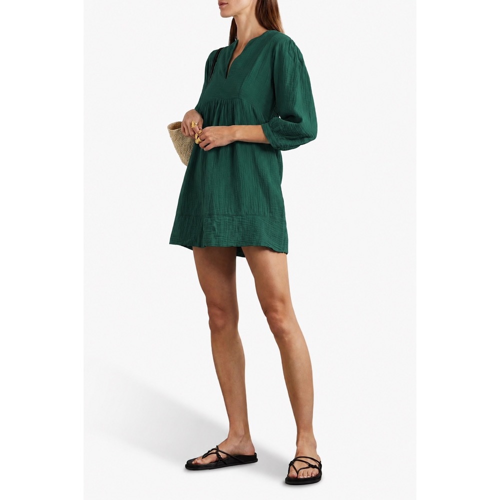 Honorine Long Sleeve Coco Dress Balsam Green Gauze Mini V-Neck Small NWT $350